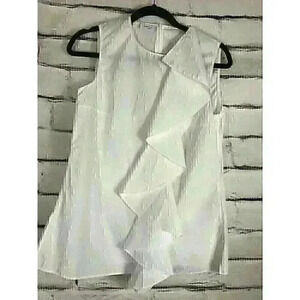 Arkis Punto Womens Size 6 White Sleeveless Ruffled Tank Top